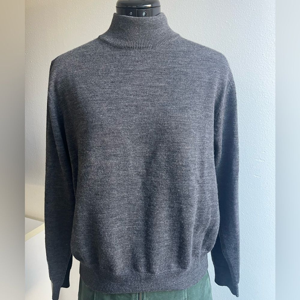 Charter Club Vintage Merino Wool Turtleneck Sweater Women XL Gray Preppy Classic